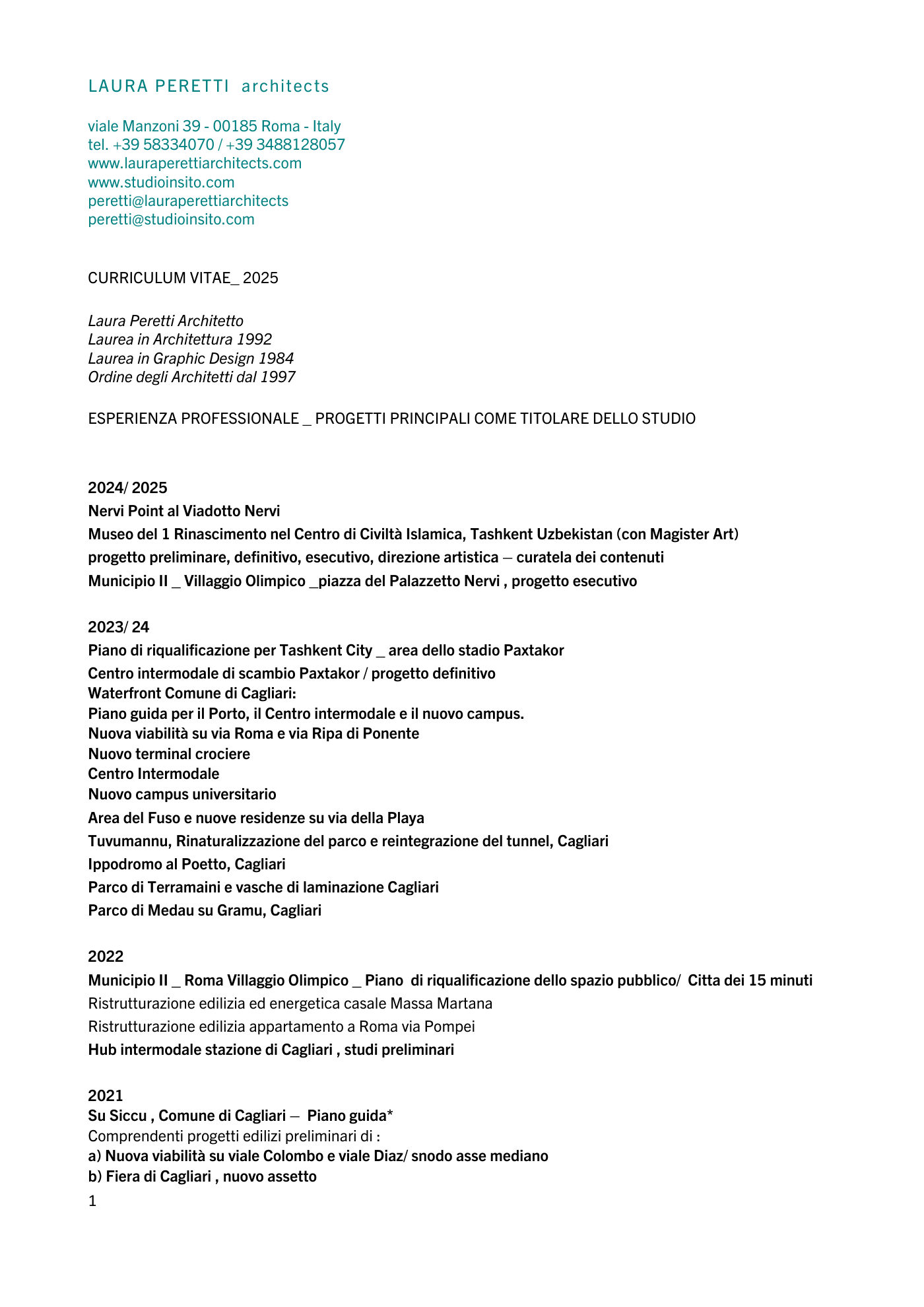Curriculum vitae Laura Peretti - 1/12