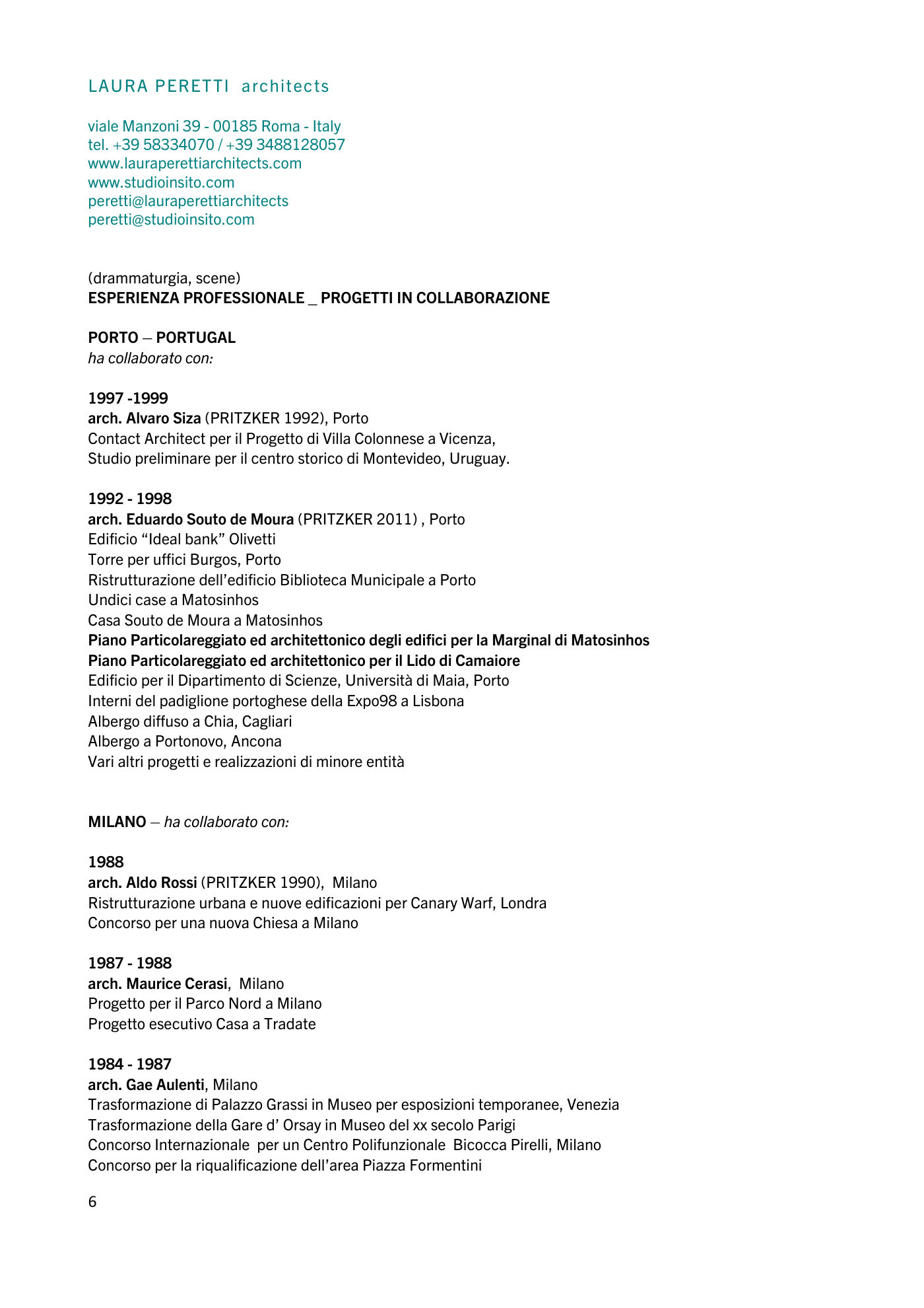 Curriculum vitae Laura Peretti - 6/12