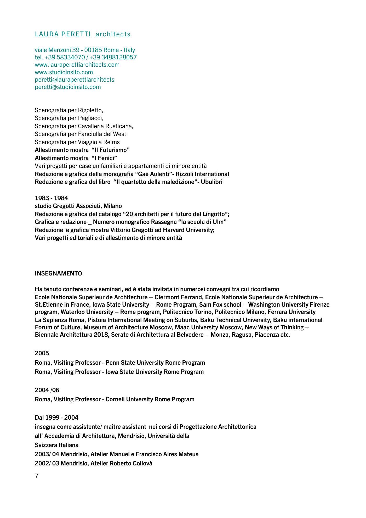 Curriculum vitae Laura Peretti - 7/12