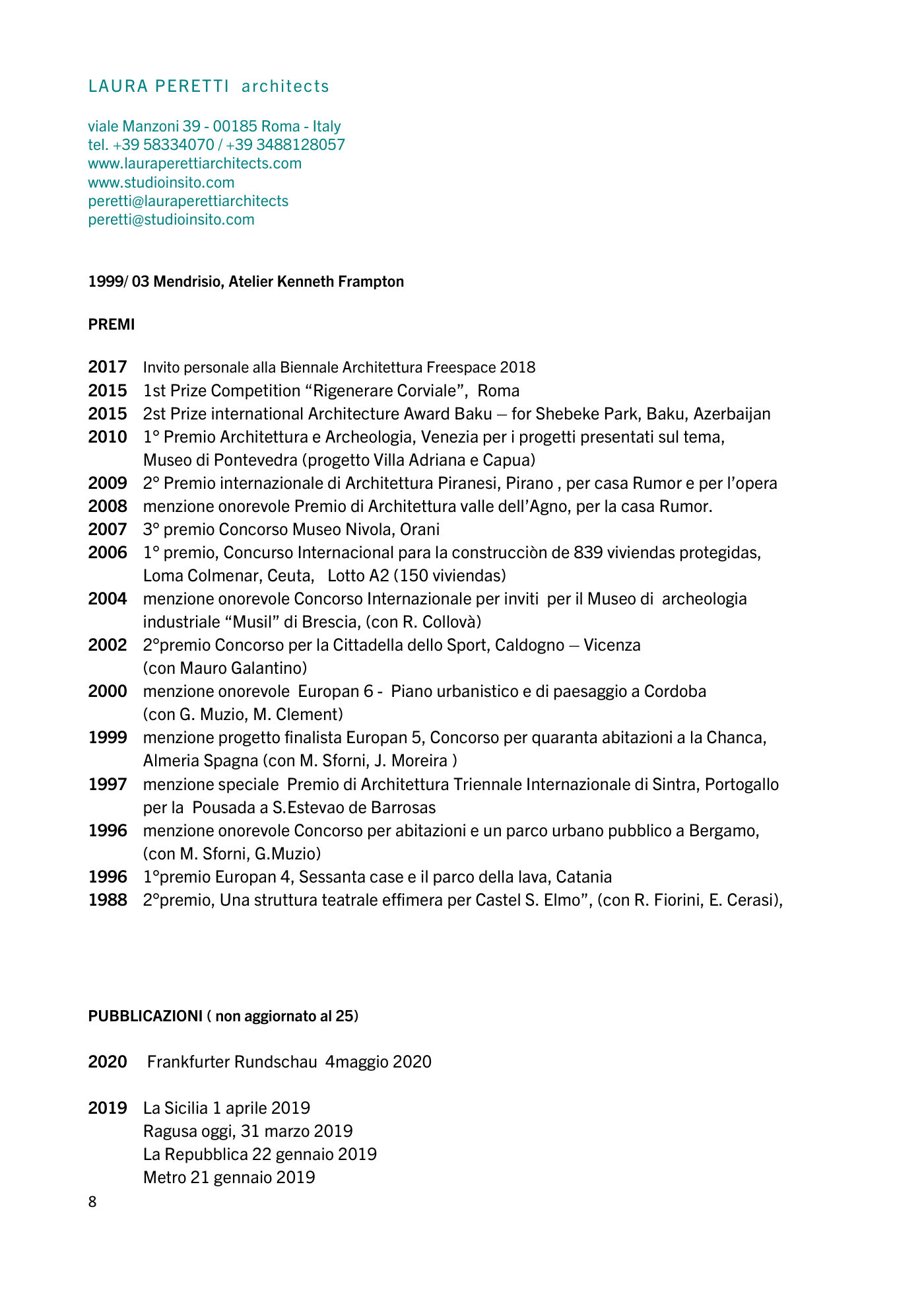 Curriculum vitae Laura Peretti - 8/12