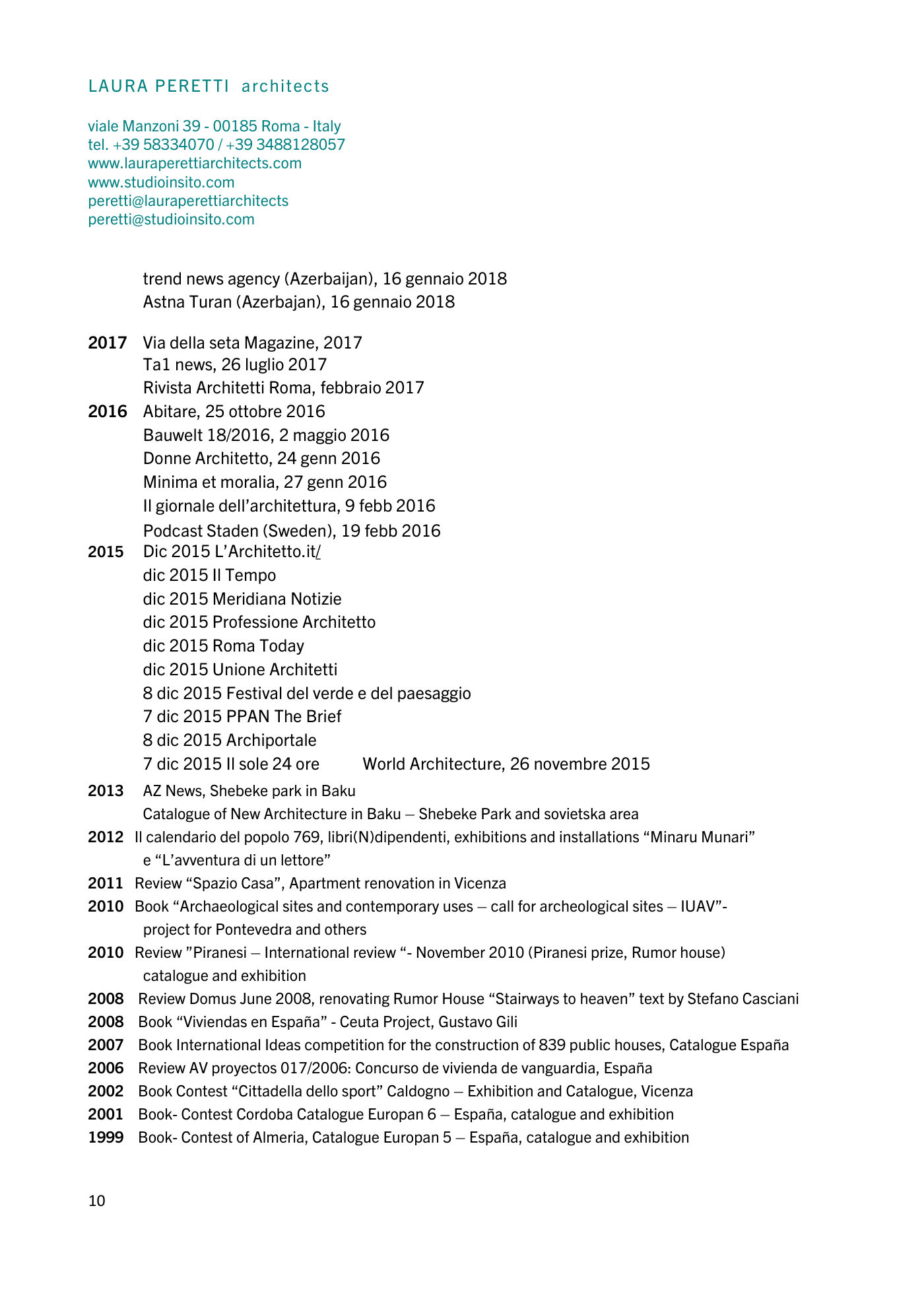 Curriculum vitae Laura Peretti - 10/12