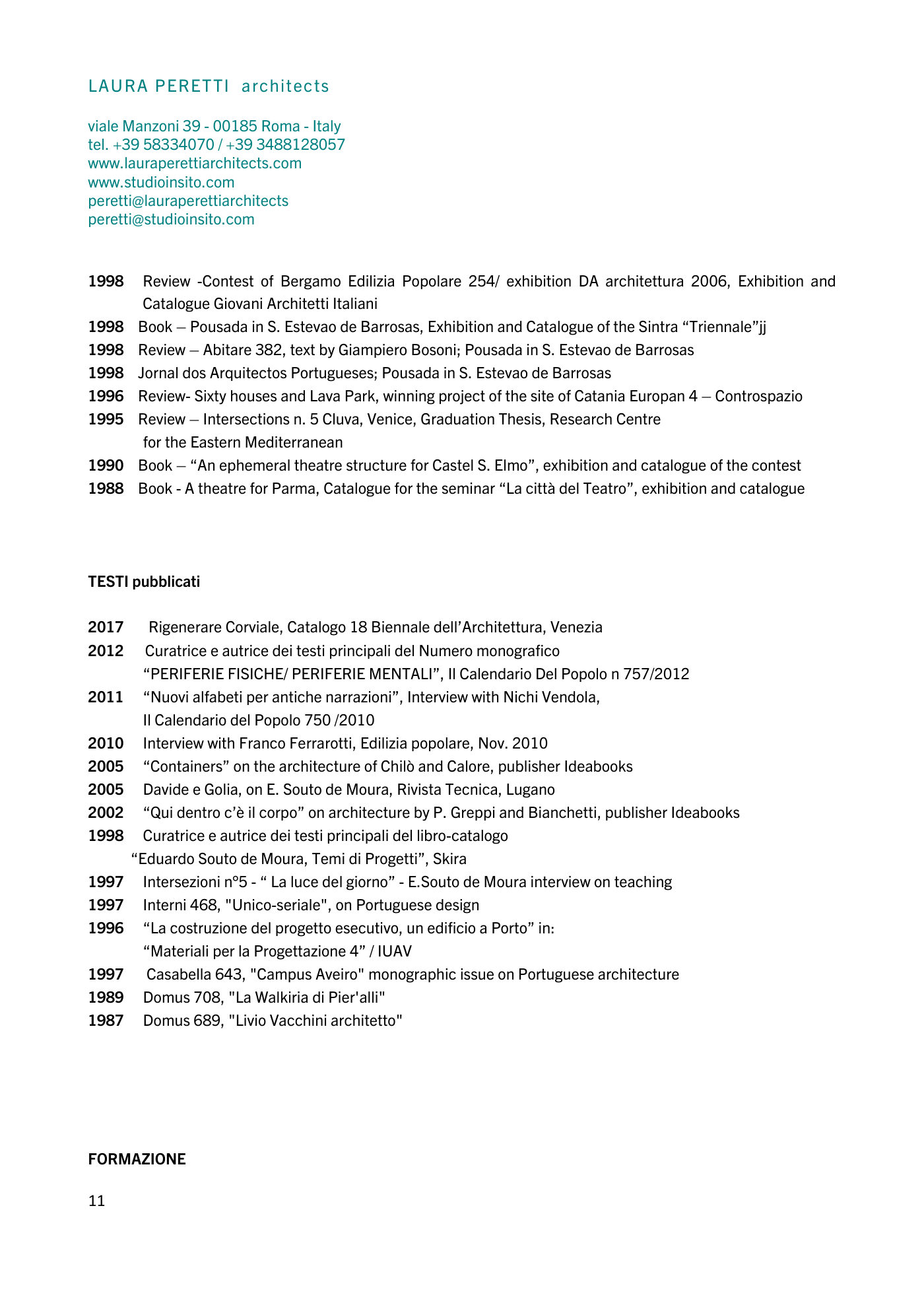 Curriculum vitae Laura Peretti - 11/12